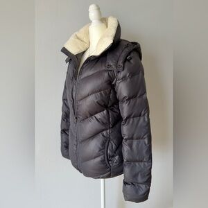 F21 Black Down Puffer Jacket with Hood